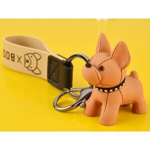 Frenchie/Boston Terrier Studded Keychain*Tan